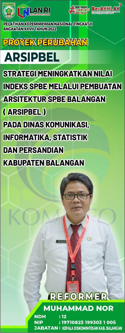 SOSIALISASI : Banner rancangan Arsitektur SPBE yang dibuat Kepala Diskominfosan Balangan. : FOTO DISKOMINFOSAN BALANGAN.