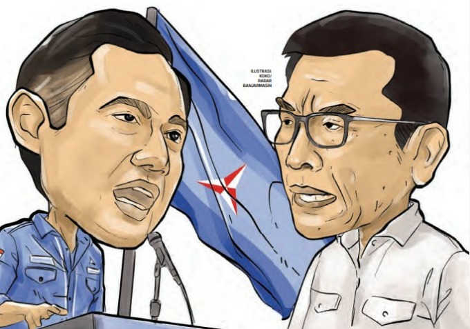 AHY vs Moeldoko. | Ilustrasi: Koko/Radar Banjarmasin