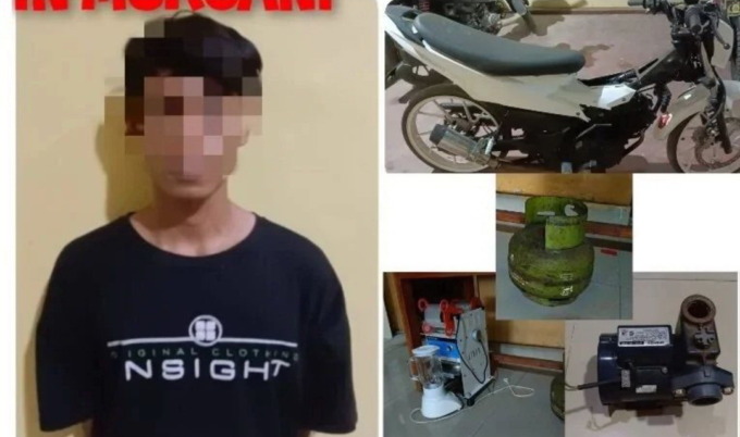 DITANGKAP: Pelaku pencurian di Kecamatan Binuang berhasil diamankan bersama barang bukti. | Foto: Polsek Binuang