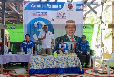 SAMPAIKAN VISI MISI: Calon Gubernur Kaltara nomor urut 3, Drs. H. Zainal Arifin Paliwang, SH., M.Hum berkampanye di Kecamatan Tulin Onsoi, Kabupaten Nunukan.