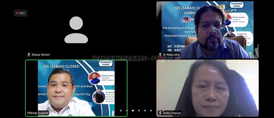 WEBINAR: Ketua Kadin Tarakan, Effendy Gunardi, S.E, menjadi pembicara dalam webinar Institute for Development Studies Sabah, Jumat (24/9)./ELIAZAR/RADAR TARAKAN