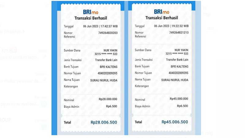 Bukti modus pencairan dana hibah bantuan keagamaan untuk rumah ibadah. Mengatasnamakan Pejabat Pemprov Kalteng Wagub Kalteng Edy Pratowo dan Sekda Kalteng Nuryakin (MMC KALTENG)
