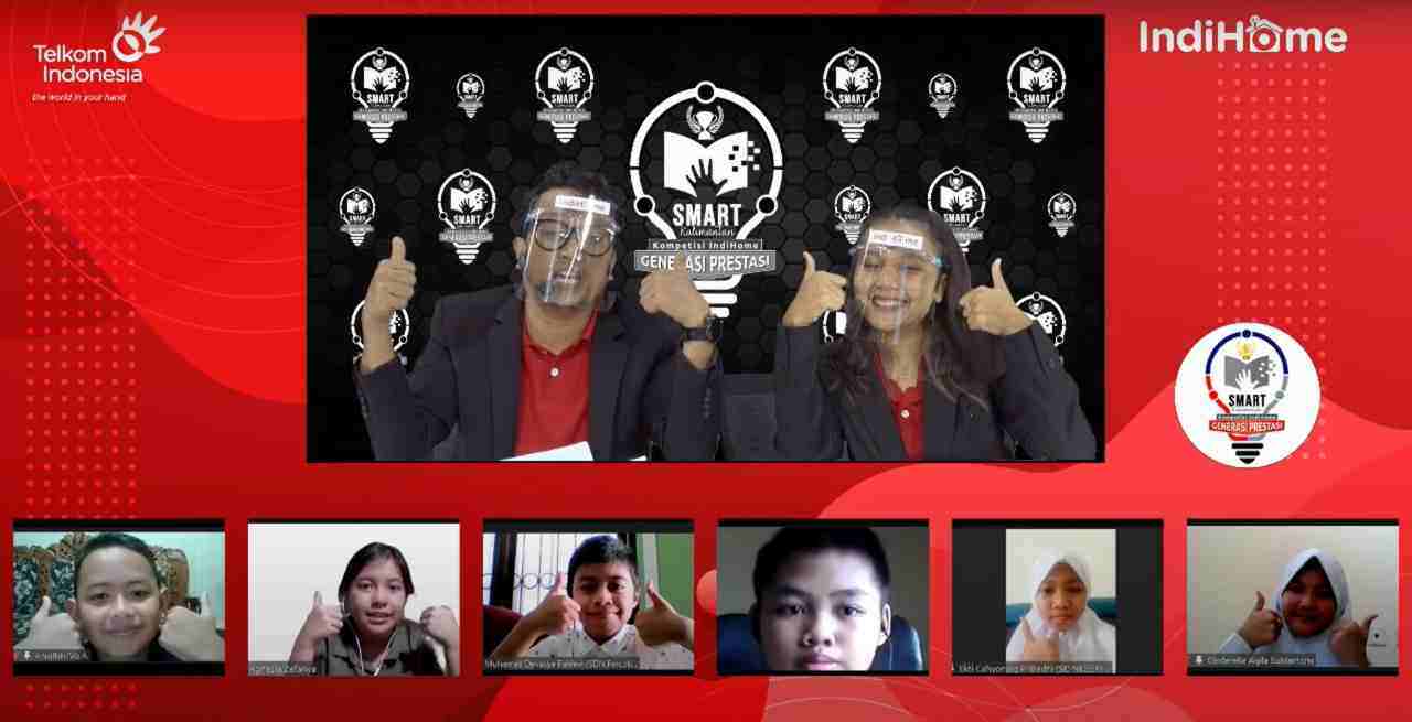 TEKNOLOGI DIGITAL: Suasana final Kompetisi Indihome Generasi Prestasi (KIGP) Smart Kalimantan 2020 untuk kategori SD yang digelar online.