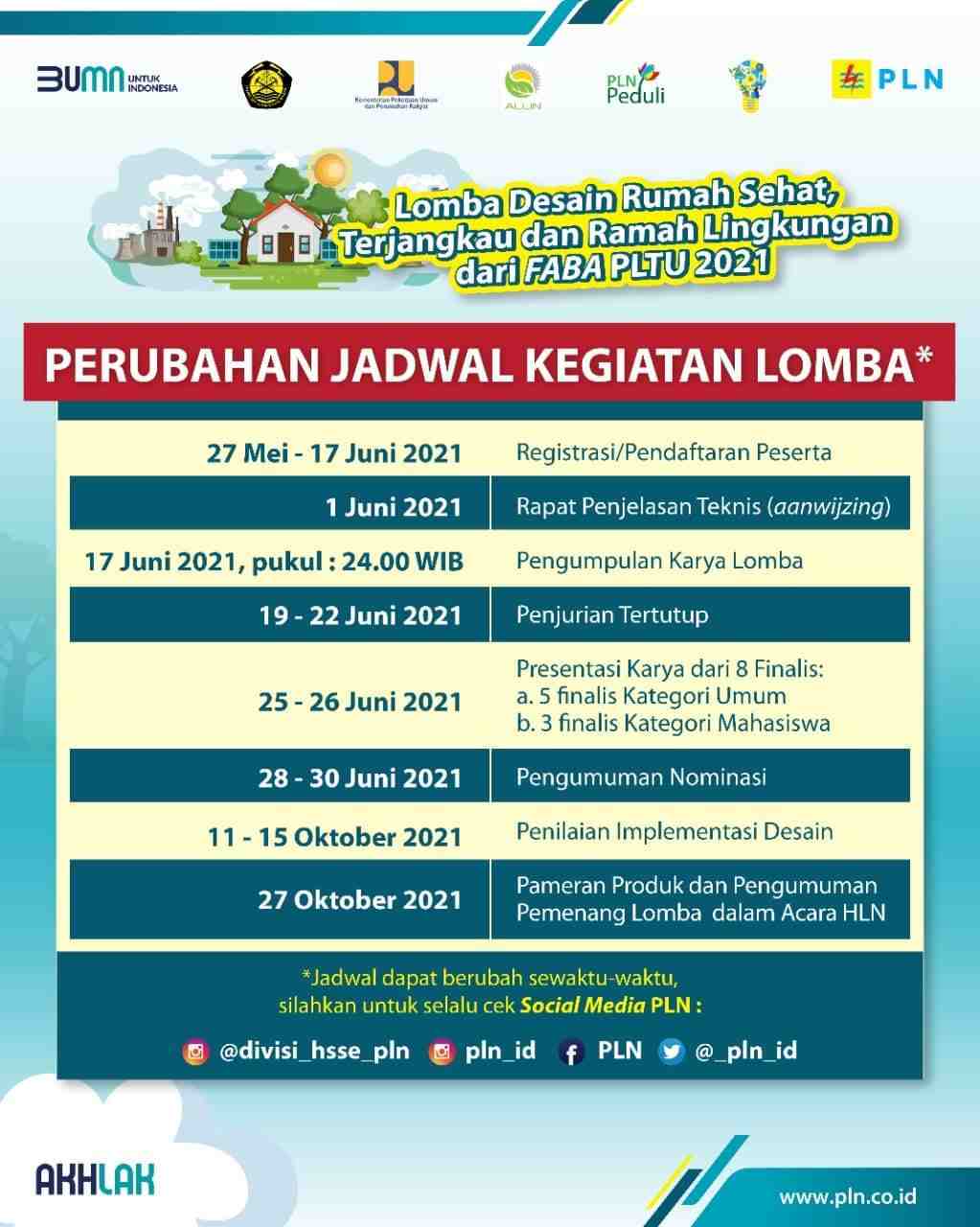 TANPA DIPUNGUT BIAYA: PLN memperpanjang waktu pendaftaran lomba desain rumah dari FABA dan memastikan tidak dipungut biaya apapun dari para peserta yang mengikuti lomba.