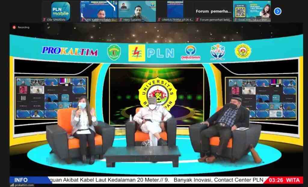 Diskusi publik virtual bertajuk Stimulus Kelistrikan dan Optimalisasi PLN Mobile digelar pada Selasa (21/9) turut menghadirkan GM PLN UIW Kaltimra Saleh Siswanto.