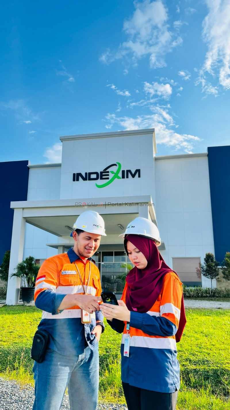 Karyawan PT Indexim Coalindo sedang menjelaskan SAP yang dapat diakses melalui HP kepada rekan sekerjanya