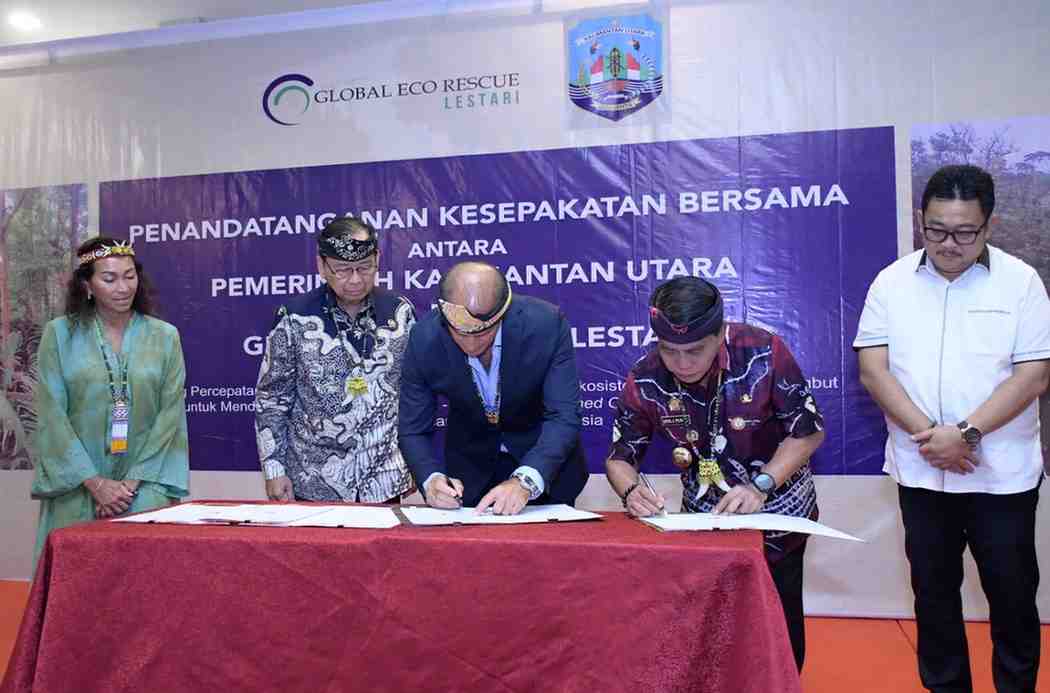 KERJASAMA : Gubernur Kaltara, Drs H Zainal A Paliwang SH, M.Hum melakukan kerjasama dengan GER Lestari terkait perdagangan karbon.