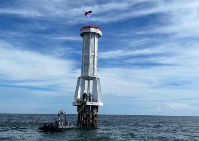 TAPAL BATAS: Diagendakan peringatan hari kemerdekaan di mercusuar Karang Unarang, Kabupaten Nunukan.
