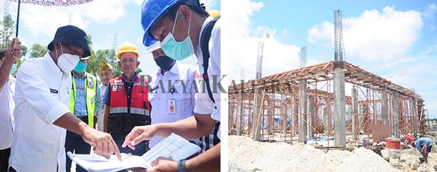 MASIH PENGERJAAN: Pembangunan Rumah Sakit Pratama Bunyu yang ditinjau Bupati Bulungan Syarwani, beberapa waktu lalu. Proses pembangunan rumah sakit pun masih tahap pengerjaan.