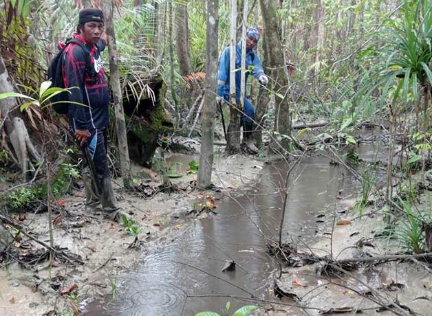DUGAAN PENCEMARAN: Kondisi air yang diduga karena pencemaran limbah tambang batu bara terjadi di Sungai Barat dan Sungai Siput, Kecamatan Bunyu, Kabupaten Bulungan.