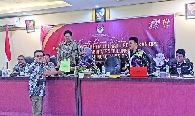 PENETAPAN SEMENTARA: KPU Bulungan menggelar rapat pleno rekapitulasi Daftar Pemilih Sementara Hasil Perbaikan, pada Kamis (11/5) lalu.