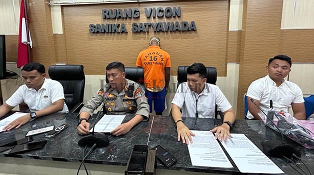 KASUS PENCURIAN: Tersangka SG saat diamankan di Mako Polres Tarakan, Jumat (2/6) karena lakukan aksi pencurian.