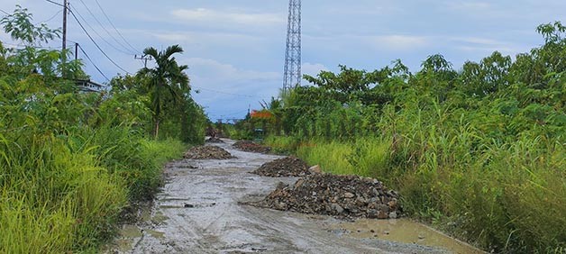 SEGERA DIKERJAKAN: Kondisi Jalan Salimbatu di Kecamatan Tanjung Palas Tengah telah dialokasikan anggaran Rp 9,7 miliar untuk dikerjakan.