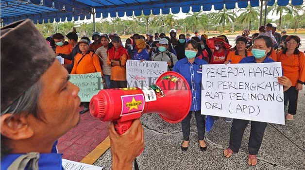 PENOLAKAN: Penetapan UMP Kaltara 2024 dinilai sangat tidak adil bagi kaum buruh.