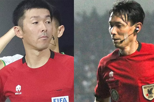 BERI PELAJARAN BERHARGA: Yusuke Araki dan Futoshi Nakamura memberikan contoh bagaimana seharusnya wasit memimpin jalannya pertandingan.
