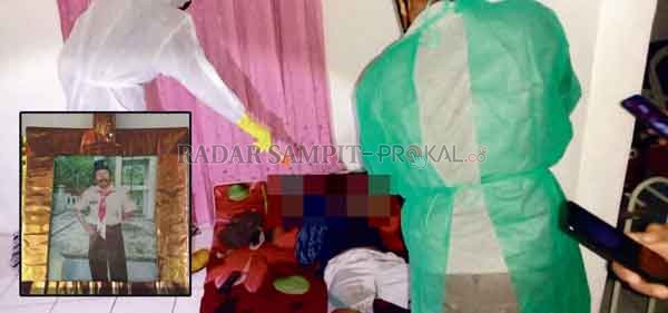 TAK BERNYAWA : Jenazah seniman sekaligus pelatih Pramuka, Agil Kaliki (59) ditemukan tak bernyawa di dalam rumahnya, Jumat (4/9). (Insert) foto semasa hidup.( IST/RADAR PALANGKA)