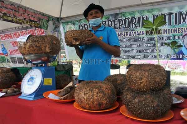 Aspeporin Kotim saat membuka stan di Kotim Fair Pasar dan Bazar UMKM belum lama tadi. (YUNI/RADAR SAMPIT )