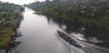 PANEN: Warga Desa Bangun Harja saat mengangkut hasil perkebunan menggunakan perahu. Pemerintah daerah diminta membantu pemasaran hasil pertanian masyarakat Seruyan.