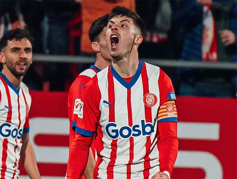 Valery Fernandez saat merayakan goal bagi Girona.