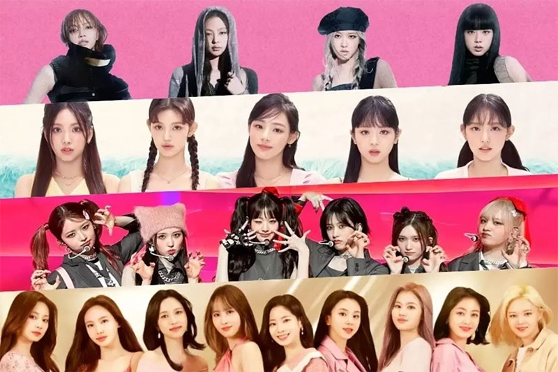 Girlgroup K-pop BLACKPINK, NewJeans, IVE, dan TWICE. (