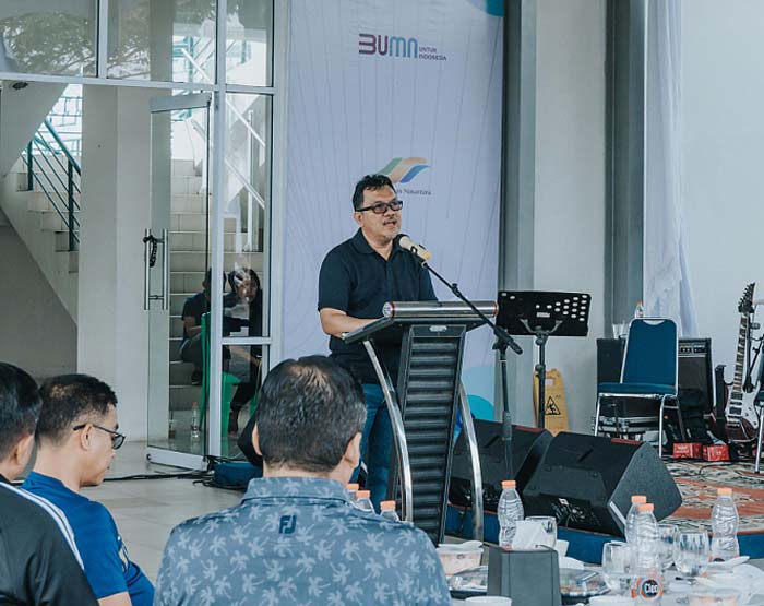 Region Head PTPN IV PalmCo Regional 3 Rurianto, saat memberikan sambutan dalam kegiatan Vendor Vibing Gathering, , Sabtu (27/1/2024).