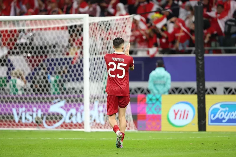 Potret Justin Hubner saat menjalani laga di Piala Asia 2023 bersama Timnas Indonesia.