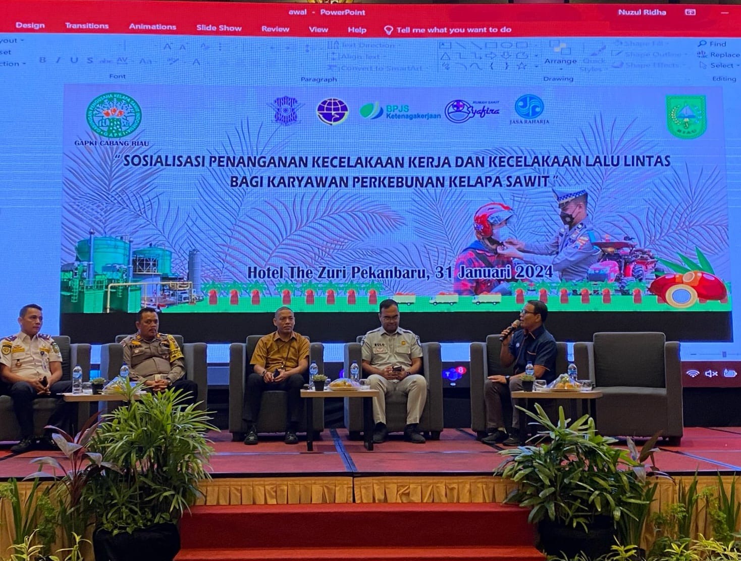Gapki Riau menaja kegiatan edukasi Penanganan Kecelakaan Kerja dan Kecelakaan Lalulintas bagai Karyawan Perkebunan Sawit di The Zury Hotel Pekanbaru, Rabu (31/1/2024).