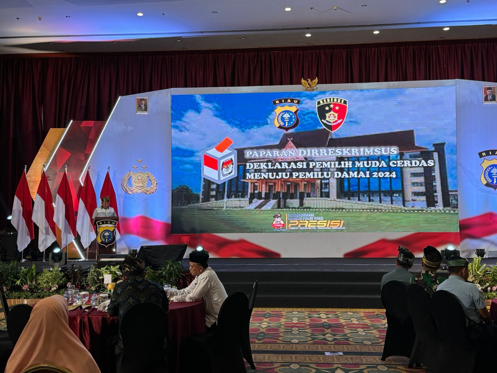 Dirkrimsus Polda Riau Kombes Pol Nasriadi saat membuka deklarasi Pemilu damai oleh Gen Z di Provinsi Riau, Selasa (6/2/2024).