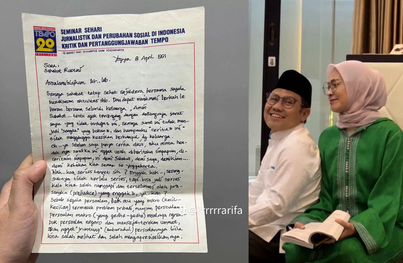 Surat cinta Cak Imin untuk istrinya.