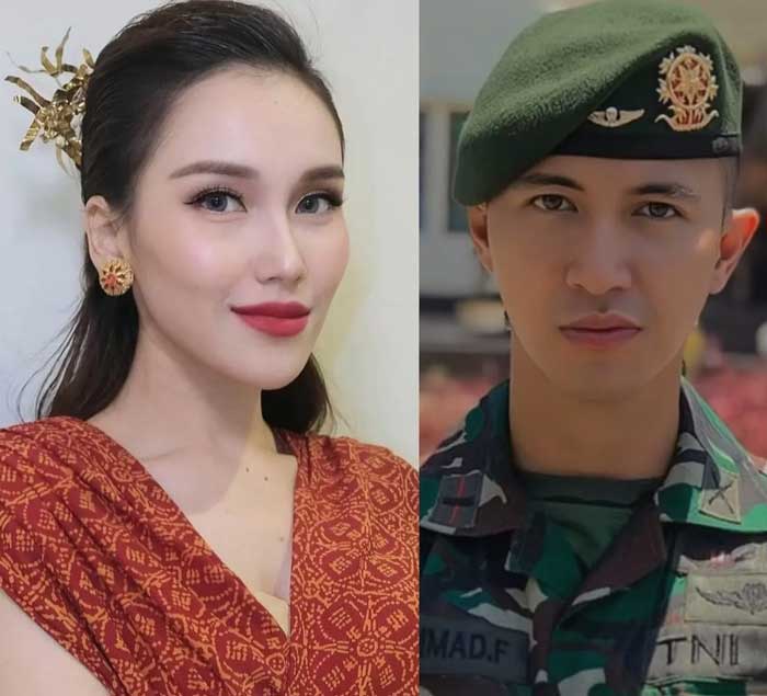 Ayu Ting Ting dan calon suaminya, seorang oknum TNI, bernama Muhammad Fardhana. (Nina Rialita./Sumber: POJOKSATU.id)