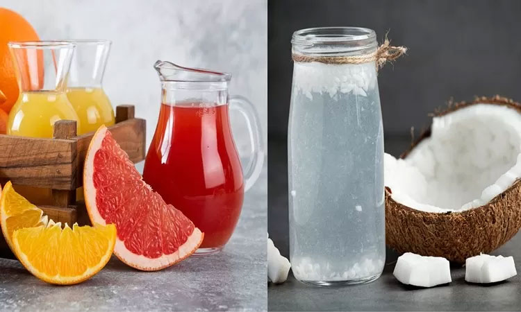 Ilustrasi jus buah dan air kelapa. Mana yang paling sehat?