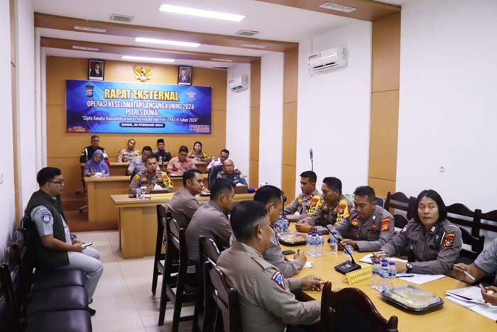 Jajaran Polres Dumai menggelar rapat internal membahas persiapan pelaksanaan Operasi Keselamatan  Lancang Kuning, Kamis (29/2/2024).