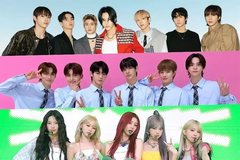 Grup rookie K-Pop RIIZE, TWS, dan LE SSERAFIM.