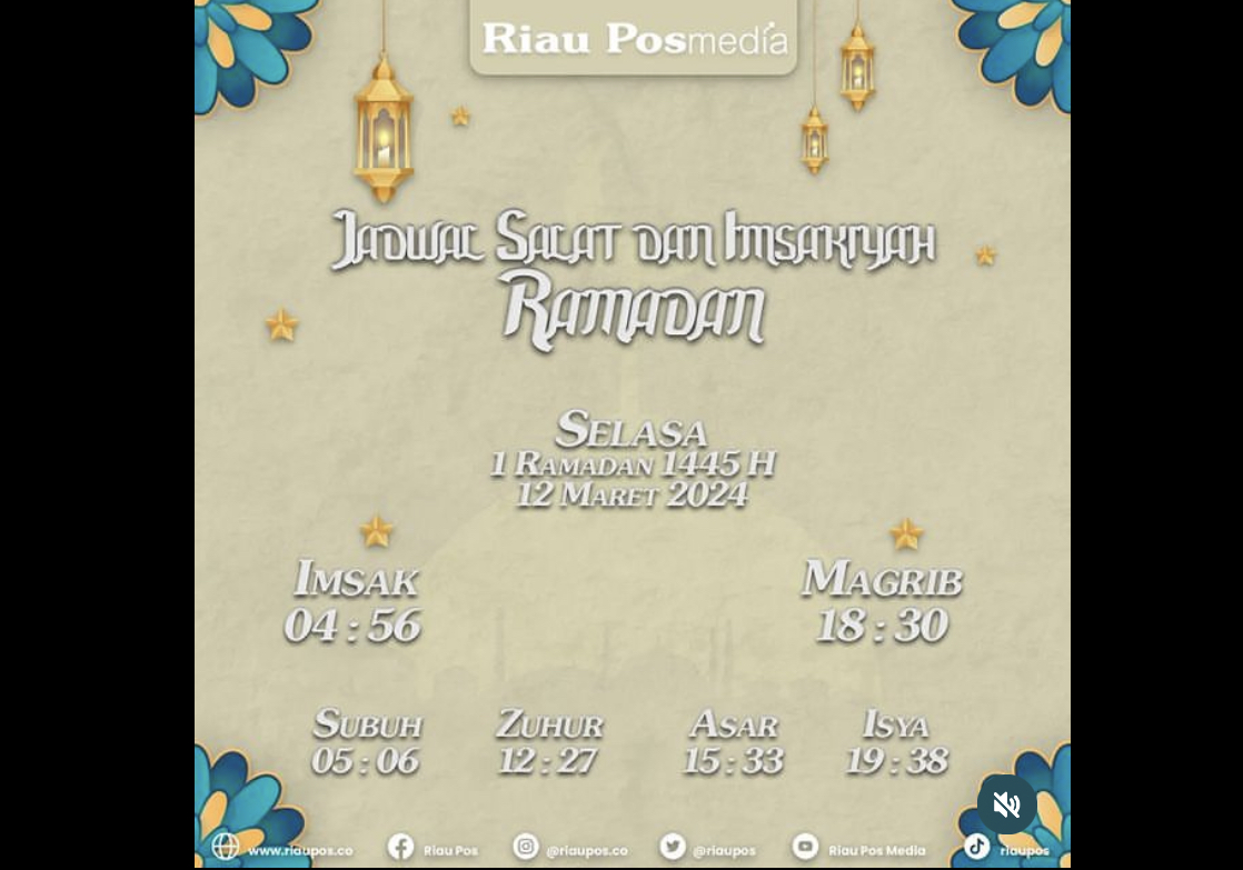 Jadwal imsakiyah hari pertama ramadan 1445 hijriyah, Selasa (12/3/2024).