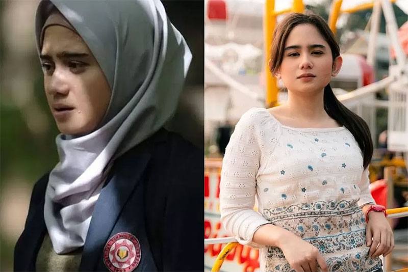 Tissa Biani, kiri sebagai Nur KKN di Desa Penari, kanan sebagai Marlina Agak Laen.