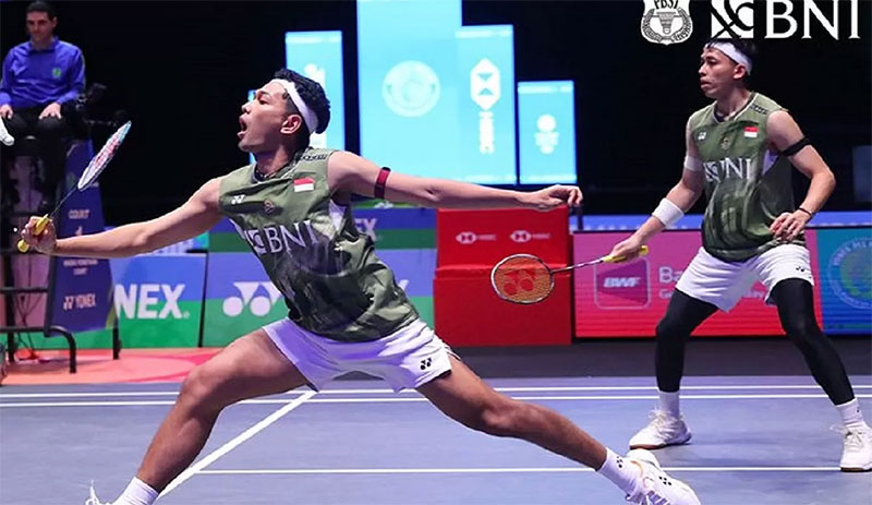 Ganda putra Indonesia, Fajar Alfian/Muhammad Rian Ardianto atau Fajri menjuara All England 2024 usai wakil Malaysia, Aaron Chia/Soh Wooi Yik di final, Ahad (17/3/2024) malam WIB .