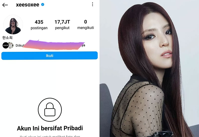 Han So Hee kunci atau private akun Instagram-nya usai kisruh hubungan asmaranya dengan Ryu Jun Yeol.