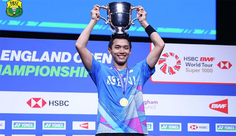 Jonatan Christie jadi juara tunggal putra All England 2024. Indonesia jadi juara umum dengan meraih dua gelar dan satu runner-up.