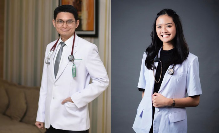 Dokter RS Awal Bros Pekanbaru, dr Dasdo Antonius Sinaga, SpJP(K), FIHA, FasCC, FESC (kiri) dan dr Amanda Karindya (kanan).