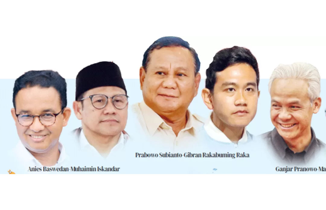Tiga pasangan calon presiden di Pemilu 2024.
