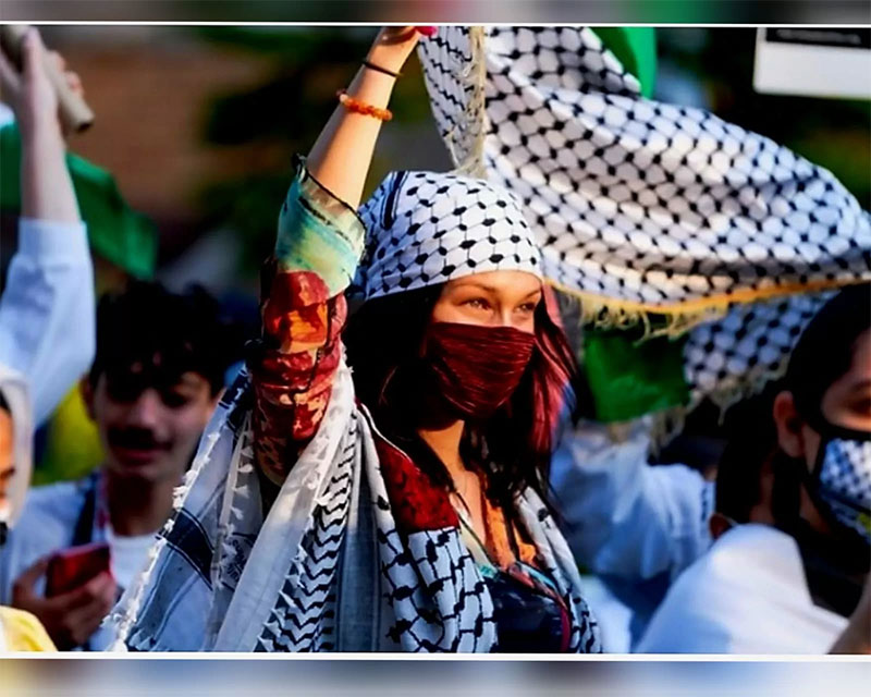 Bella Hadid mengutuk serangan zionis Israel.