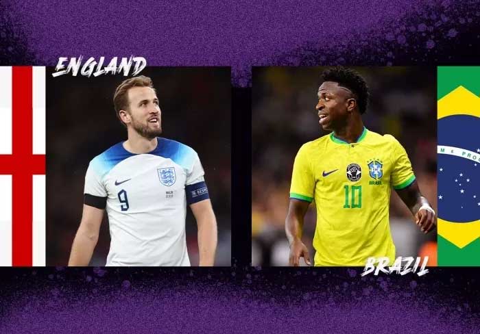 DUEL KLASIK: Harry Kane (kiri) akan memimpin Timnas Inggris menjamu Brasil pada laga persahabatan di Stadion Wembley, Minggu (24/3) dini hari ini.