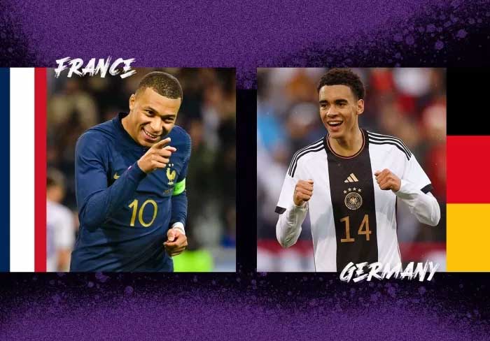 PEMBUKTIAN: Kylian Mbappe (kiri) memiliki kesempatan membawa Timnas Prancis mendominasi Jerman pada laga persahabatan di Groupama Stadium, Minggu (24/3) dini hari.
