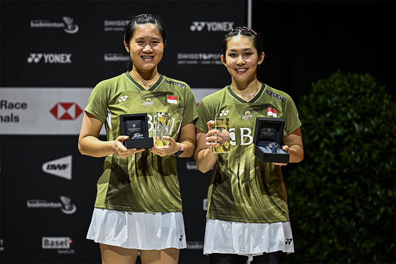 Pasangan Lanny Tria Mayasari/Ribka Sugiarto menjuarai turnamen bulutangkis Swiss Open 2024 di St. Jakobshalle, Basel, Ahad (24/3/2024) malam WIB.
