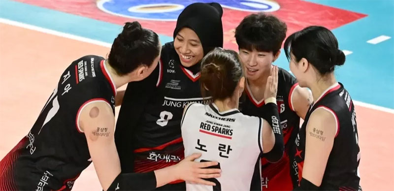 Red Sparks berhasil taklukkan Pink Spiders pada babak kedua babak play-off.