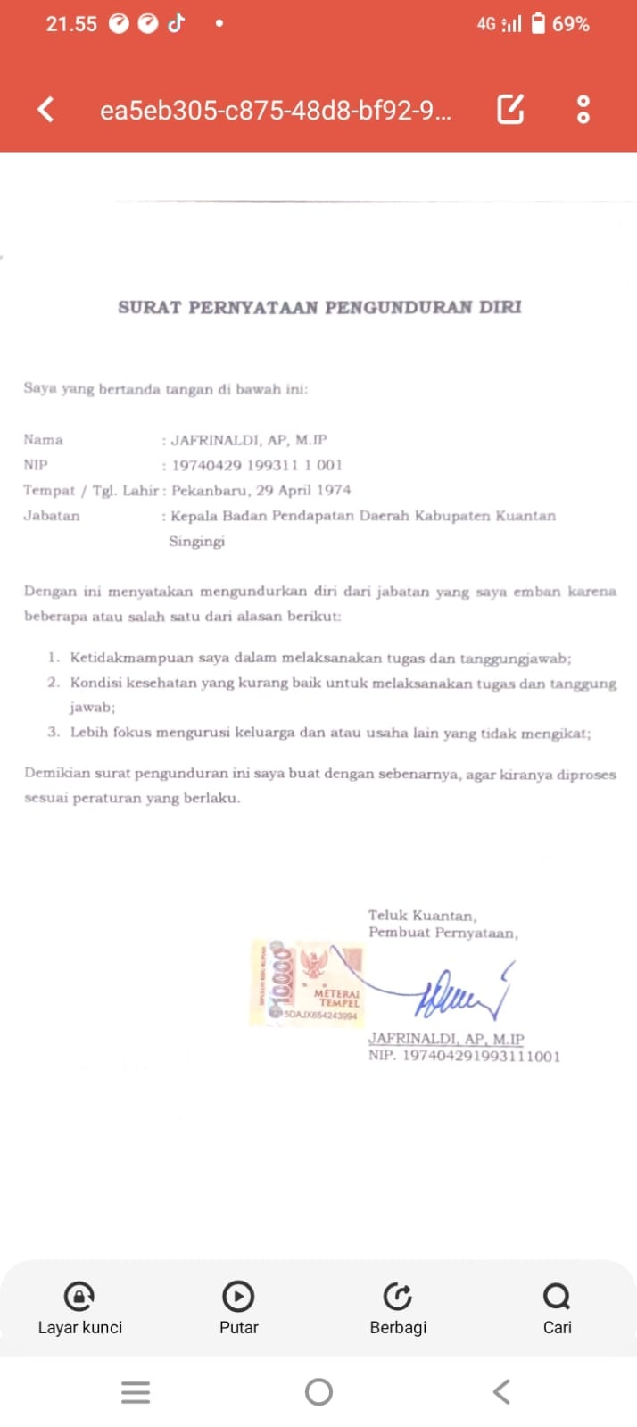 Surat pengunduran diri