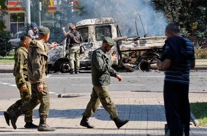 Ilustrasi konflik Rusia-Ukraina di Donetsk, Ukraina.
