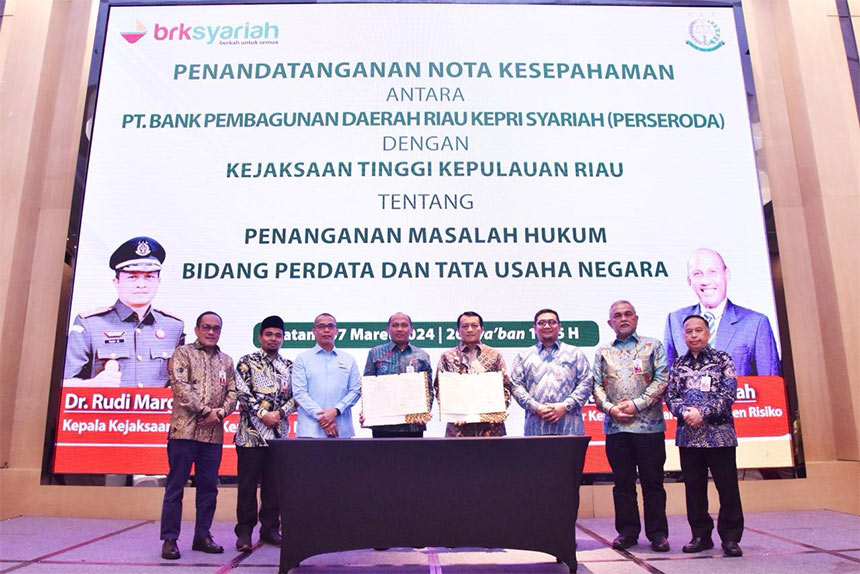 BRK Syariah dan Kejati Kepri Teken MoU Tentang Penanganan Masalah Hukum Bidang Datun