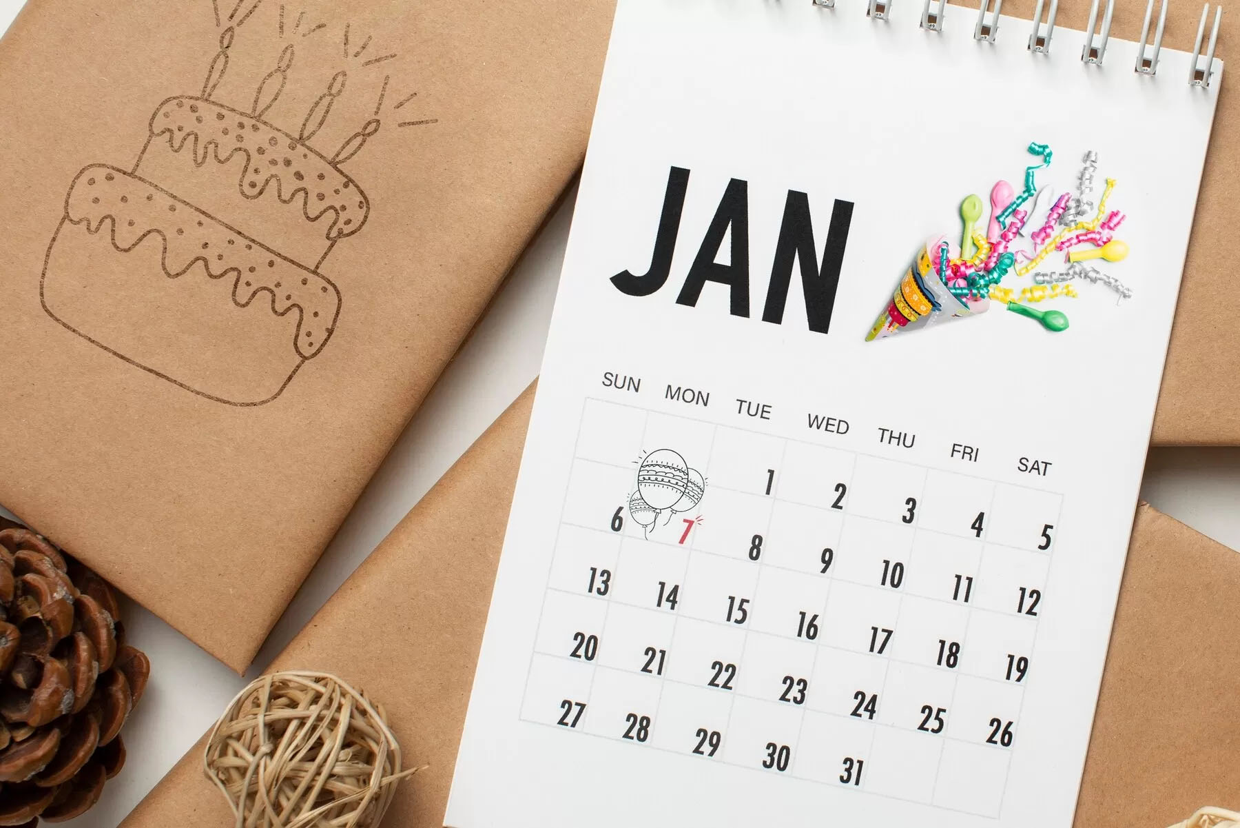 Ilustrasi kalender dan bulan kelahiran Januari..