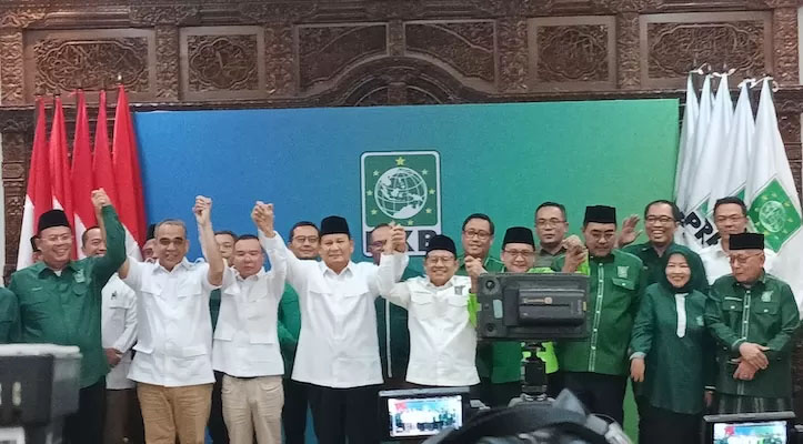 Presiden terpilih Prabowo Subianto bersama elite partai Gerindra mengunjungi kantor DPP PKB.
